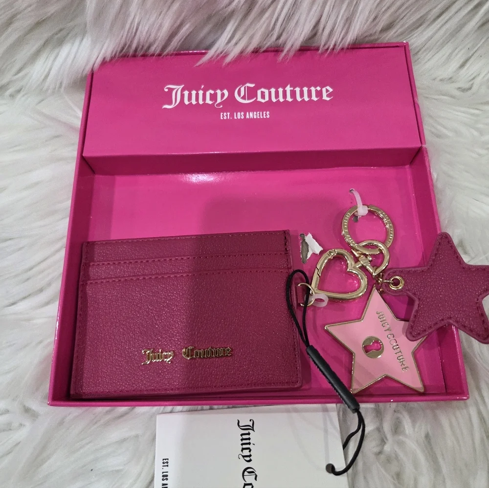 💕▪️Juicy Couture ▪️UK EXCLUSIVE Pink  Card Holder and Star Keychain Set